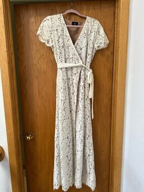 VICI Ivory Lace Wrap Maxi Dress